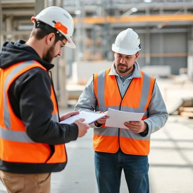 Team conducting a site safety audit with checklists