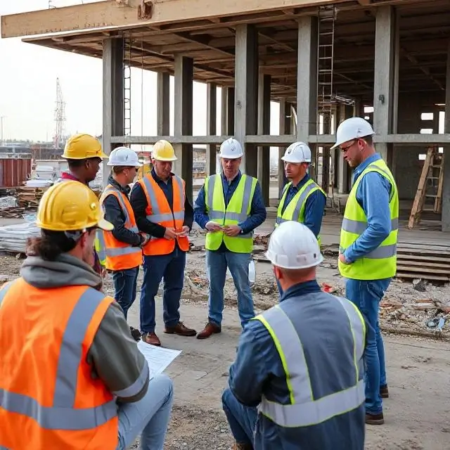 Safety meeting on a construction site