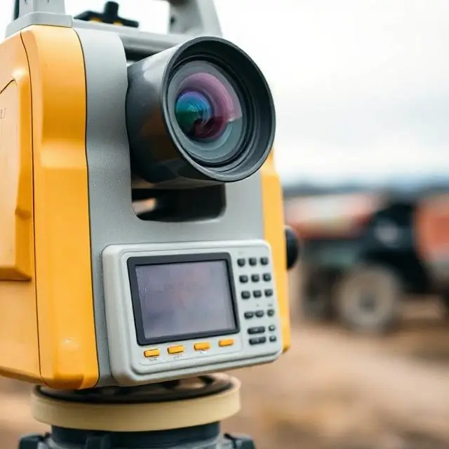 Close-up of a surveyor's modern equipment
